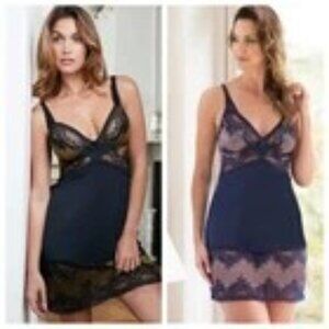 Charnos Bridgett Chemise Ink Blue/Rose Gold or Black/Gold
